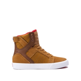 Supra Kids SKYTOP Tan/white High Top Shoes | CA-16371